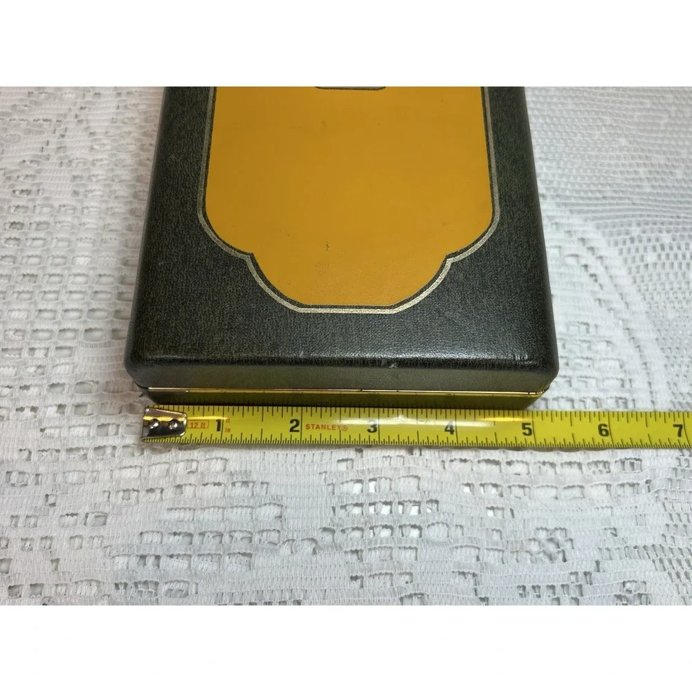 Vintage Dante‎ Men's Valet Jewelry Box Faux Leather Gold Crest Mid-Century